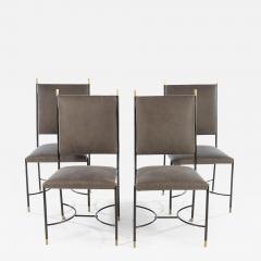 Set of Four Italian Iron and Bronze Chairs with Stretcher Base - 1159392
