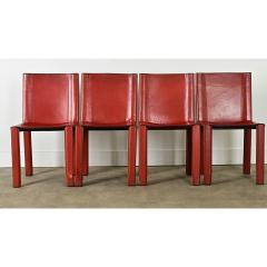 Set of Four Italian Red Leather Chairs - 3862092