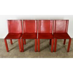 Set of Four Italian Red Leather Chairs - 3862095