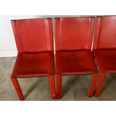 Set of Four Italian Red Leather Chairs - 3862098