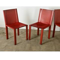 Set of Four Italian Red Leather Chairs - 3862145