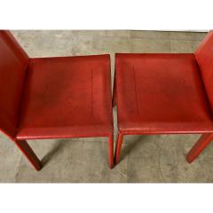 Set of Four Italian Red Leather Chairs - 3862156