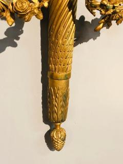 Set of Four Large Ornate Three Light Torch and Ribbon Form Wall Sconces - 2938949