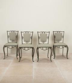 Set of Four Late Art Deco French Iron Upholstered Chairs - 4473077