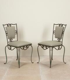 Set of Four Late Art Deco French Iron Upholstered Chairs - 4473078