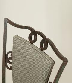 Set of Four Late Art Deco French Iron Upholstered Chairs - 4473085