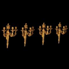 Set of Four Louis XV Ormolu Three Branch Wall Lights Circa 1770 - 4606249