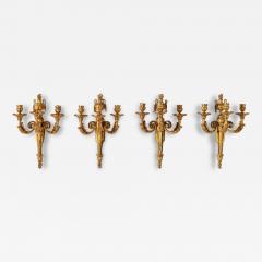 Set of Four Louis XV Ormolu Three Branch Wall Lights Circa 1770 - 4606314