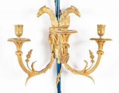 Set of Four Louis XVI Bronze and Cobalt Blue Sconces - 3298568