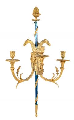 Set of Four Louis XVI Bronze and Cobalt Blue Sconces - 3298572