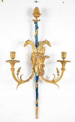 Set of Four Louis XVI Bronze and Cobalt Blue Sconces - 3298573