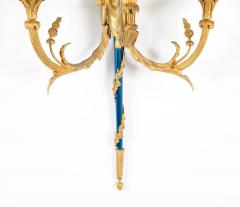 Set of Four Louis XVI Bronze and Cobalt Blue Sconces - 3298581