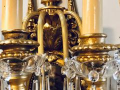Set of Four Louis XVI Style Bronze and Crystal Rams Head Five Light Sconces - 2977129