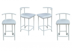 Set of Four Mid Century Post Modern Tokyo Style Counter or Bar Stools in White - 2592115