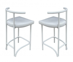 Set of Four Mid Century Post Modern Tokyo Style Counter or Bar Stools in White - 2592117