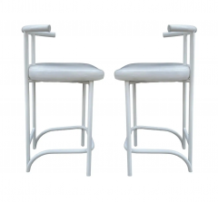 Set of Four Mid Century Post Modern Tokyo Style Counter or Bar Stools in White - 2592118