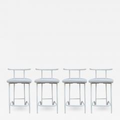 Set of Four Mid Century Post Modern Tokyo Style Counter or Bar Stools in White - 2596500