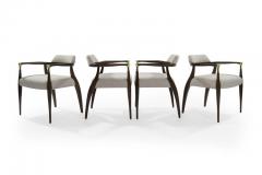 Set of Four Modern Brass Accented Walnut Armchairs 1950S - 1031492