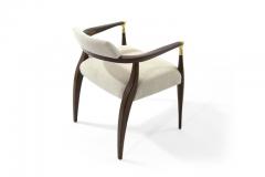 Set of Four Modern Brass Accented Walnut Armchairs 1950S - 1031497