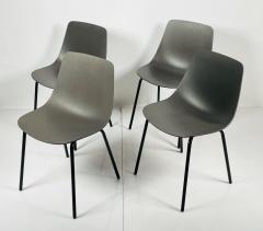 Set of Four Modern Chairs with Molded Seats and Black Metal Frames - 3107143