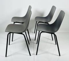 Set of Four Modern Chairs with Molded Seats and Black Metal Frames - 3107146