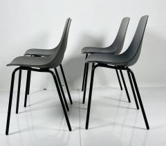 Set of Four Modern Chairs with Molded Seats and Black Metal Frames - 3107147