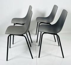 Set of Four Modern Chairs with Molded Seats and Black Metal Frames - 3107148