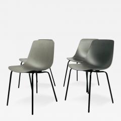 Set of Four Modern Chairs with Molded Seats and Black Metal Frames - 3110812