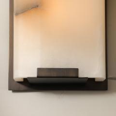 Set of Four Modernist Alabaster and Oil Rubbed Bronze Sconces - 4038135