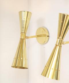 Set of Four Modernist Brass Double Cone Wall Lights or Sconces Italy 2022 - 2961210