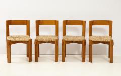 Set of Four Modernist Italian Oak and Straw Chairs - 1812310