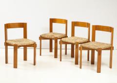 Set of Four Modernist Italian Oak and Straw Chairs - 1812313