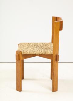 Set of Four Modernist Italian Oak and Straw Chairs - 1812316