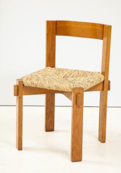 Set of Four Modernist Italian Oak and Straw Chairs - 1812317