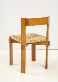 Set of Four Modernist Italian Oak and Straw Chairs - 1812319