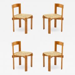 Set of Four Modernist Italian Oak and Straw Chairs - 1813682