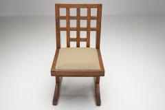Set of Four Oak Dining Chairs with Geometric Backs Europe Mid 20th Century - 4556309