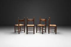 Set of Four Oak Dining Chairs with Rush Seats France 1960s - 4584350
