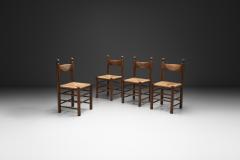 Set of Four Oak Dining Chairs with Rush Seats France 1960s - 4584504