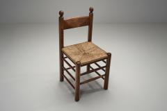 Set of Four Oak Dining Chairs with Rush Seats France 1960s - 4584506