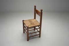 Set of Four Oak Dining Chairs with Rush Seats France 1960s - 4584507