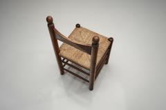 Set of Four Oak Dining Chairs with Rush Seats France 1960s - 4584508