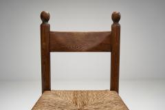 Set of Four Oak Dining Chairs with Rush Seats France 1960s - 4584509