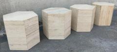 Set of Four Post Modern Italian Travertine Marble Hexagonal Side Tables 1970s - 3114090