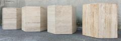 Set of Four Post Modern Italian Travertine Marble Hexagonal Side Tables 1970s - 3114130