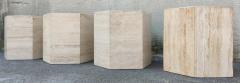 Set of Four Post Modern Italian Travertine Marble Hexagonal Side Tables 1970s - 3114130