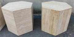 Set of Four Post Modern Italian Travertine Marble Hexagonal Side Tables 1970s - 3114139