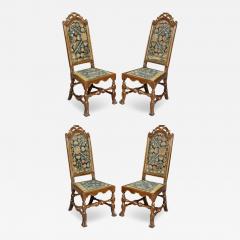 Set of Four Queen Anne Walnut and Parcel Gilt Side Chairs - 3790184