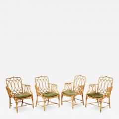 Set of Four Regency Painted Faux Bamboo Chairs - 3721037