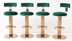 Set of Four Rose Gold and Emerald Barstools in the Design For Leisure Style - 2787507